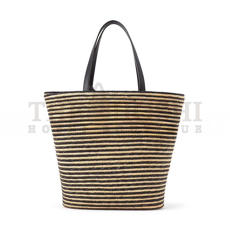 Y51 Sa1nt Lau*nt STRIPED TOTE IN RAFFIA AND LEATHER 600308 (30*28*15cm) Master Quality